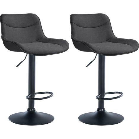 Set di 2 sgabelli da bar girevoli dalla forma ergonomica con cuciture decorative in tessuto grigio scuro e struttura in metallo nero 100006081