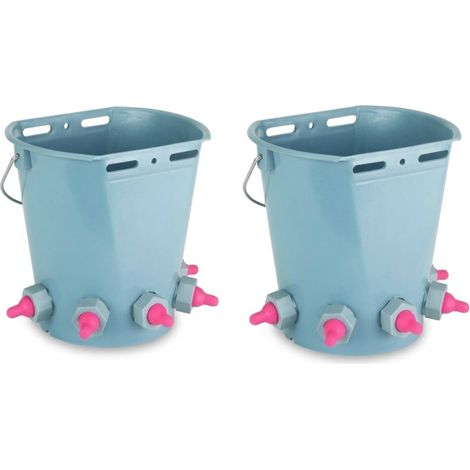 Set di 2 Secchio da 8 litri per agnelli e vitelli con 5 tettarelle. Alimentazione efficiente per agnelli e vitelli (1/5)