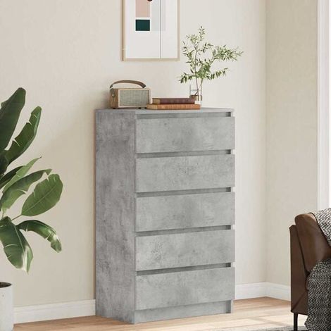 Meuble de Salle de Bain avec Vasque Intégrée 60x36x103 cm - Armoire WC Moderne en Bois d'Ingénierie Couleur Béton Gris, Design Minimaliste et Robuste (1/5)