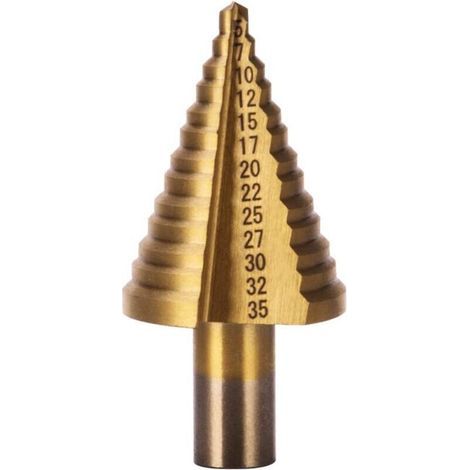 HSS-Stufenbohrer für Metall 5–35 mm, professioneller Titan-Kegelbohrer, Stufenbohrer mit Koffer für Holz, Kunststoff und Metall (1/4)