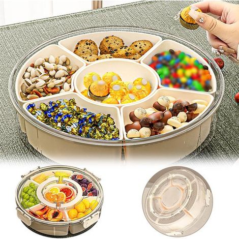Ciotola girevole per snack e caramelle con scomparti - Beige (1/4)