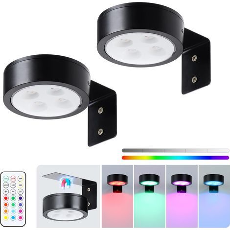 Lot de 2 lampes sans fil à piles avec télécommande, lampe d'exposition artistique LED magnétique RVB 13 couleurs pour cadre photo, lampe d'exposition à intensité variable et minuterie, lampe d'exposit