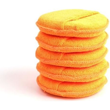 5pcs orange -Tampons applicateurs de cire avec poche,5 pièces,éponge en mousse pour voiture,tampon de nettoyage de détail,poliss (1/4)