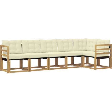 Conjunto de sofás de exterior 6 uds. 6 plaza Blanco y Crema vidaXL (1/5)