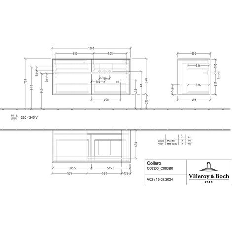 Villeroy & Boch C083B0VM WTUS Collaro C083B0 1200x548x500 mm m.
