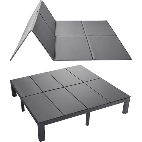 VEVOR Sommier a Lattes Pliable, 204x193 cm, Planche de Lit Bunkie sous Matelas, Sangles Auto-agrippantes, Âme en PP, Housse en Tissu Oxford 600D, Anti-affaissement pour Canapes-lits King Size (1/5)