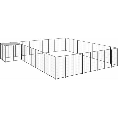 Maison Exclusive - Gabbia per Cani Nera 25,41 m² in Acciaio