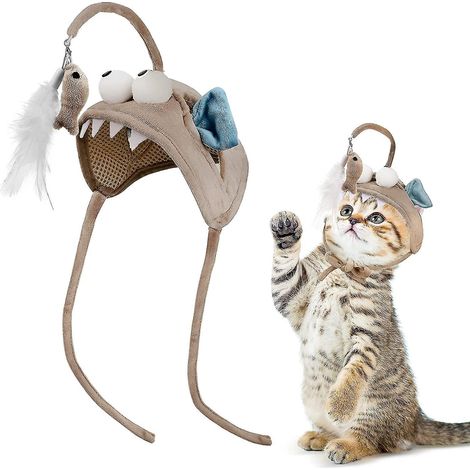 Interaktives Katzenspielzeug „Cat Teaser“ zur Befestigung am Kopf, verstellbar, grau (1/5)