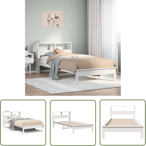 vidaXL Massivholzbett mit Regal ohne Matratze Weiß 90x190 cm Kiefer (1/5)