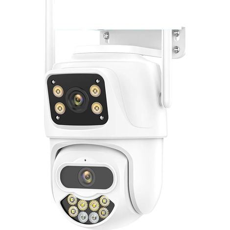 Caméra de sécurité à Domicile Caméra IP 8MP 4K HD Double Objectif Double écran extérieur AI Suivi Automatique caméra PTZ 4MP Vision Nocturne Surveillance vidéo P2P(8MP Add 64G Card) (1/5)