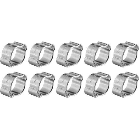 Lot 10 colliers serrage deux oreilles – fer zingué – 523 mm – tuyau essence – longueur 79 mm (1/4)