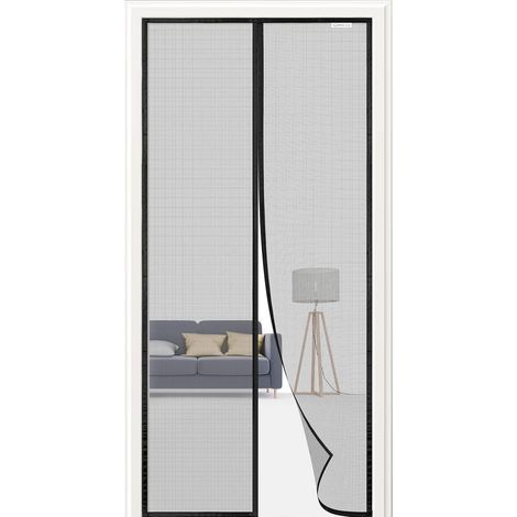 Moustiquaire Porte Fenêtre 120x215 cm, Magnétique Rideau de Porte Anti Mouche Moustiquaire Fenêtre Aimantée Protection Contre les Moustiques, Installation Rapide, Noir (1/5)