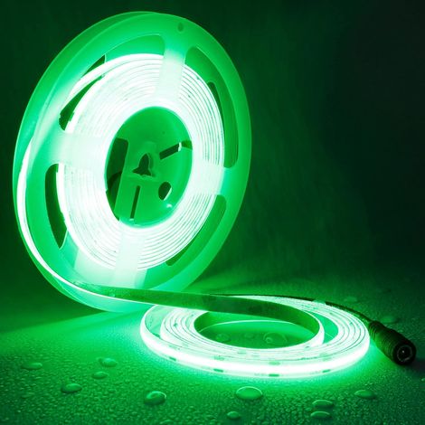 1x Ruban LED COB Vert 5M,480LED/M,IP65 Étanche,12V DC,Découpable,Pour Cuisine,Miroir,Escalier (1/5)