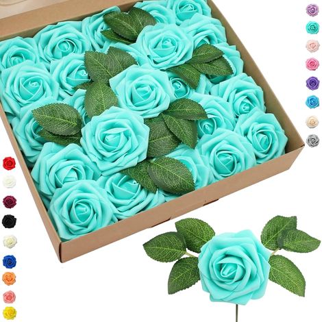 25 Fleurs Artificielles, Roses en Mousse, Tiges 16cm, Décoration Mariage, Fête, Jardin, Bricolage