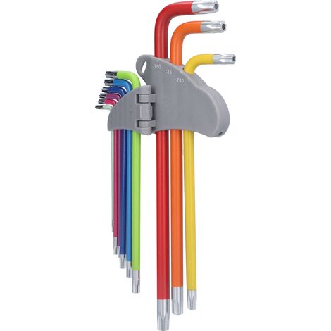 Jeu de clés hexagonales en étoile, clés multicolores, outils à bras long en acier au chrome-vanadium T10-T50