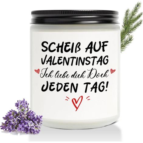 Duftkerze Lavendel mit Spruch "Ich liebe dich jeden Tag" - Geschenk für Sie