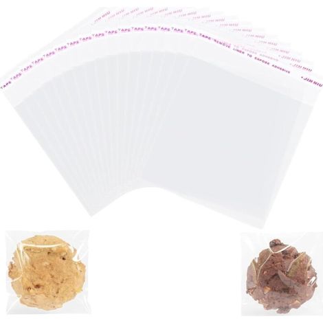 Packung mit 100 wiederverschließbaren, transparenten Zellophanbeuteln für Süßigkeiten, Schmuck und Geschenkverpackungen, 8 x 12 cm