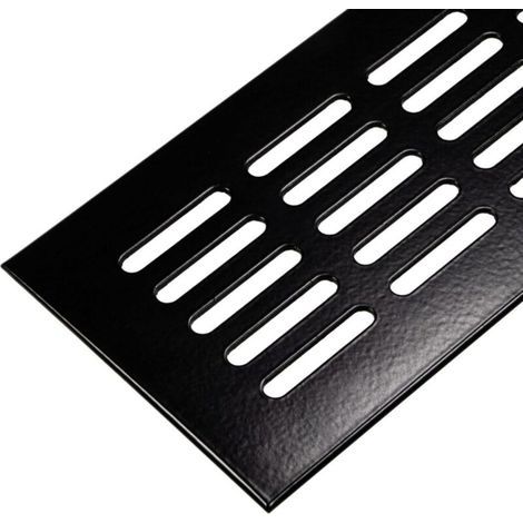 Grille d'aération carrée 600 x 80 mm – Aluminium noir anodisé – Passage d'air 71 cm² – Montage rapide pour chauffage et ventilation (1/5)