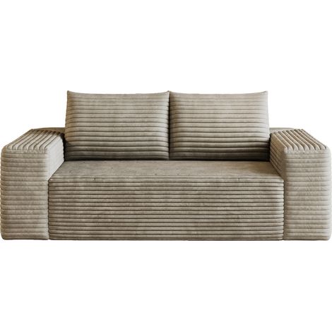 CHICFURN Sofá de 3 plazas 180 cm de terciopelo acanalado camel, asiento profundo, sin montaje (1/5)