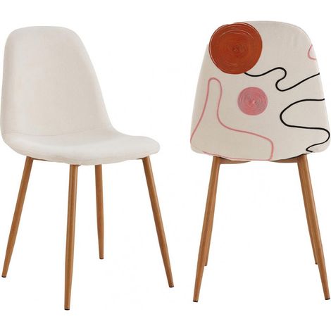 WAP - Lot de 2 Chaises Motifs Colorés Pieds Effet Bois (1/5)
