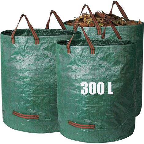 Heavy Duty Garden Waste Sacks - 300Lx2 Reusable Garden Bags with Handles - Waterproof Polypropylene Foldable and Industrial Fabric for Leaves Waste Scrap Paper Bags for Camping (1/5)