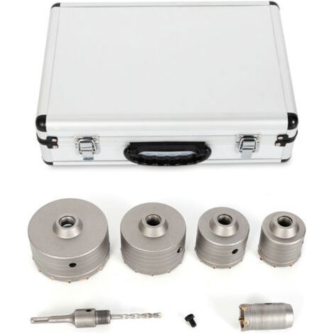Scie Cloche Beton,6pcs Scie Cloche Beton TréPan BéTon Adaptateur Kit De Scie à Trou En BéTon 40mm、68mm、80mm、100mm、120mm Pour Brique Ciment Pierre (1/5)