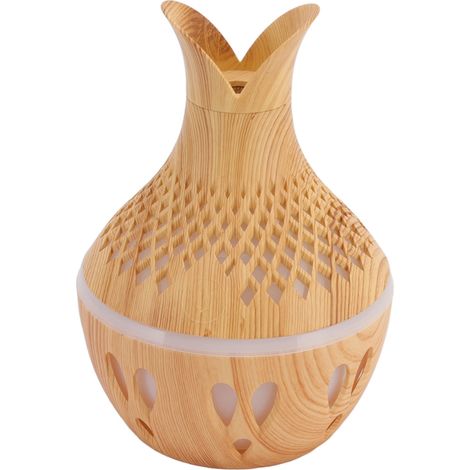 300ml Diffuseur d'Aromathérapie USB en Bois avec Nuit Lumineuse et Forme Fleur Creuse (1/5)
