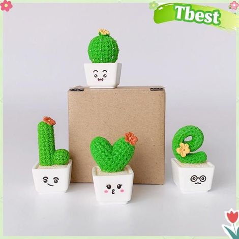 Tbest ornement de cactus de voiture Ornement de Cactus en résine, fabrication soignée, Mini amour en pot, auto outillage Amour (1/5)