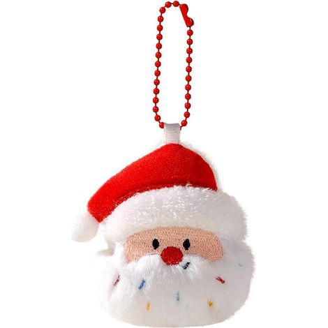 Mini peluche Père sapin de Noël couronne décorations, doux en peluche suspendu Toys pour le sapin de Noël,Santa Head (1/5)
