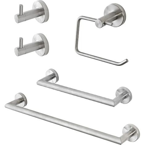 Set accessori a muro 5 pezzi in acciaio inox satinato e viti incluse Galassia (1/5)