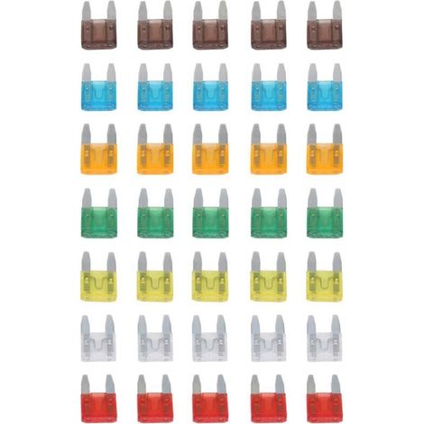 Lot de 35 Fusibles Mini Lame Mélange 5 7.5 10 15 20 25 30 Amp pour Automobile (1/4)