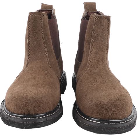 Bottes de sécurité en cuir de vachette suédé, soudées, à embout en acier, résistantes aux chocs et aux perforations, antidérapantes et respirantes. (1/5)
