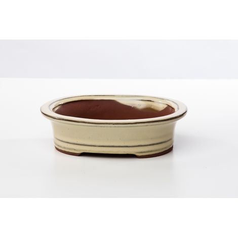 Vaso bonsai smaltato ovale cm. 15 Avorio (1/2)
