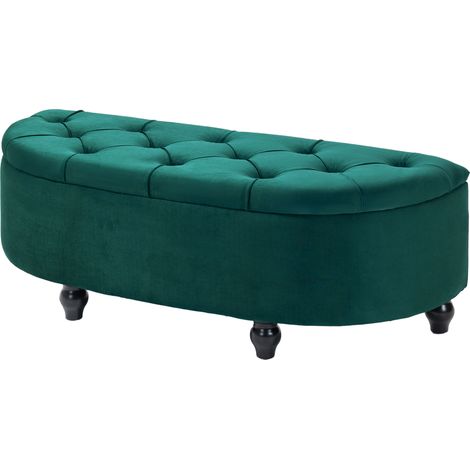 Tabouret de rangement velours gris foncé avec couvercle à fermeture douce 120 x 46 x 42 cm