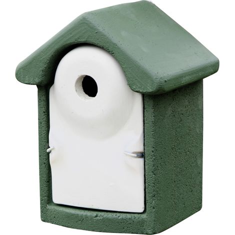 Nistkasten für Jungvögel Holzbeton 18,5 x 16,5 cm grün/weiß Vogelhäuser (1/2)