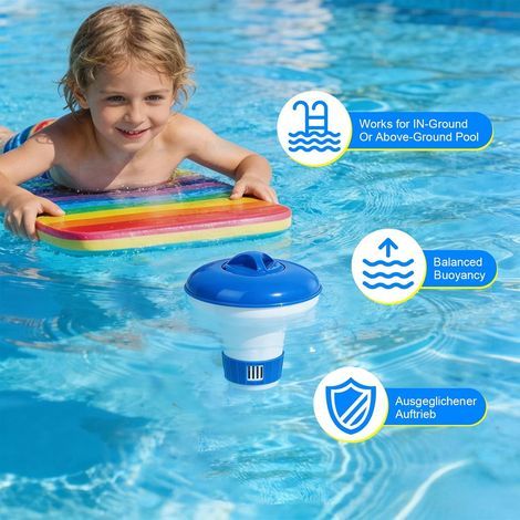 KGC Flotteur de Piscine Chlore, 12,5cm Flotteur Piscine Distributeur de Chlore Flottant pour Mini-Tabs 20g Flotteur, Convient aux piscines, Brome spas et fontaines (1/4)