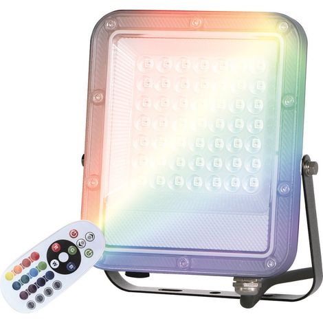 Proiettore LED "Kintore" con telecomando (30W RGB+1800K) IP65 167x140x26mm colore nero