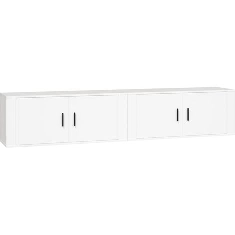Muebles de TV de pared Estantería multimedia Aparador de TV Comedor Salón Dormitorio 2 piezas 100 x 345 x 40 cm Blanco 020028900