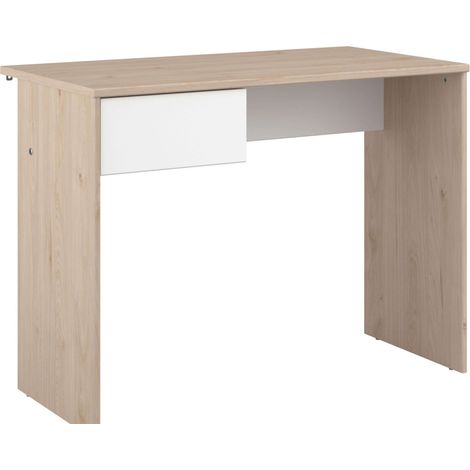 Mesa escritorio juvenil Child 1 cajón roble Jackson y blanco mate habitación dormitorio infantil mueble 94x71x50 cm