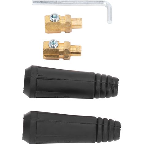 Lot de 2 connecteurs câble soudure mâle prise rapide 200A DKJ10-25 caoutchouc laiton noir pour TIG plasma 10-25mm² (1/5)