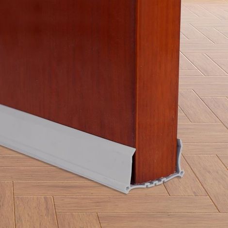 Burlete para puertas - Tira de sellado de PVC - Resistente al viento - Insonorizado - Repelente de insectos - 96 cm de largo - Gris (1/5)