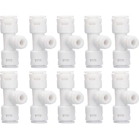 10 Stück T-förmige 3-Wege-Rohrverbinder aus lebensmittelechtem PP (1/4 Zoll, 3/8 Zoll) für Wasserfilter