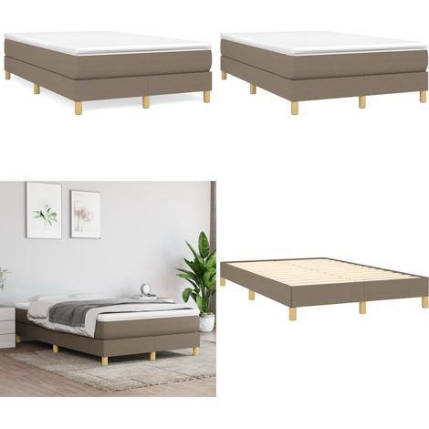 Sommier à lattes de lit avec matelas taupe 120x190 cm tissu - Lit Double - Lit Tapissier - Literie - Chambre À Coucher - Matelas À Ressorts Ensachés - Home & Living