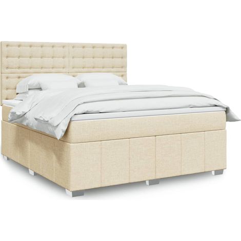 Boxspringbett mit Matratze Creme 180x200 cm Stoff