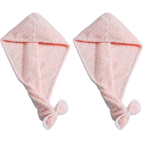 Serviette De Séchage Cheveux En Microfibre - Capuche À Boucle Et Bouton - Pour Maison Gym Voyage - 1 Pièce (1/5)
