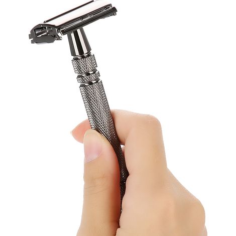 Rasoir de sûreté traditionnel à deux lames pour la barbe - Rasoir manuel pour hommes (1/5)