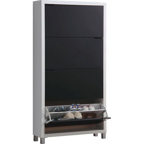 Zapatero Kubox 4 puertas blanco y negro (1/4)