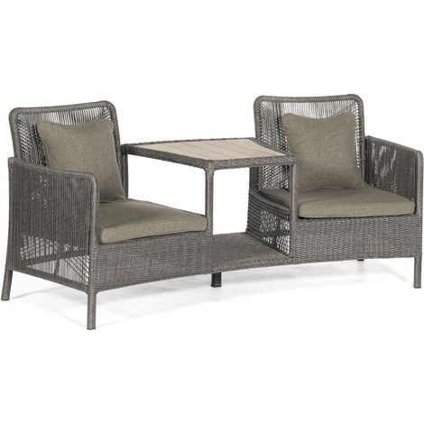 Sonnenpartner Luna Duo-Loungesessel Gartenstuhl Alu mit PE-Bespannung light coal (1/2)