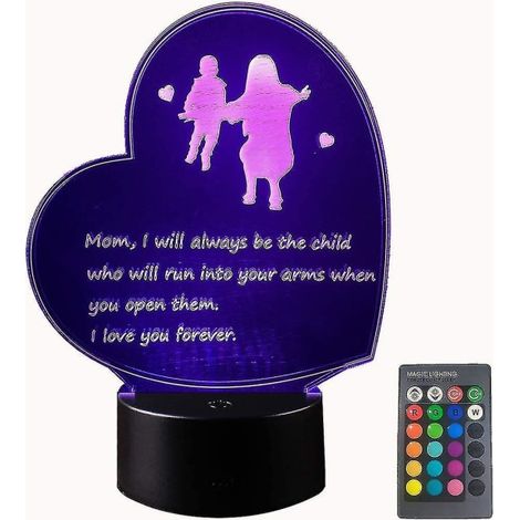 Cadeau Fête des Mères Fille ou Fils, Lampe 3D Cœur avec Poème pour Maman, Idée Cadeau Anniversaire Originale, Veilleuse Décorative pour Mère (1/4)