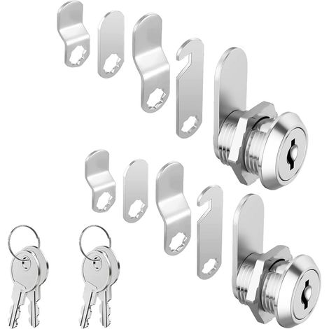 2 Pièces 16mm Serrure de Sécurité de Came D'armoire pour Boîte Aux Lettres/à Outils, Casier, Classeur avec 10 Plaques de Serrure Différentes et 4 Clés (1/5)